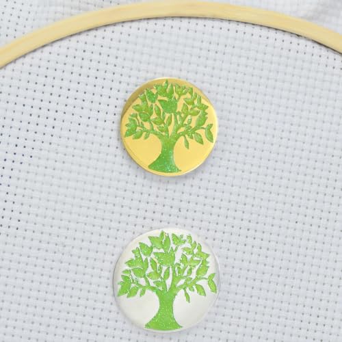 SUNOREEK Tree of Life Magnetic Needle Minder for Cross Stitch, Needle Holder for Embroidery Sewing Needlepoint Accessories, Silver and Gold, Stainless Steel, 2 Pack with Storage Case (Tree) - color: tree