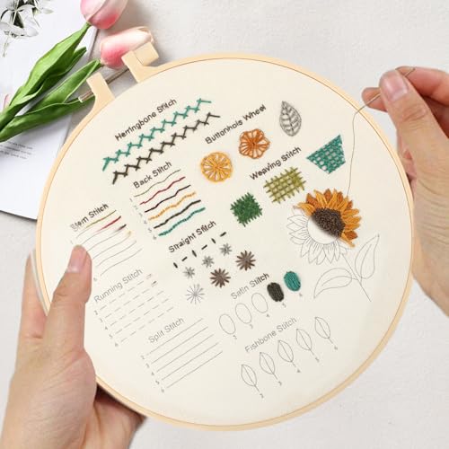Beginner Embroidery Kit for Adults, Wildflower Patterns with Video Guide - color: Floral Garden