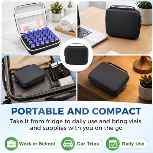30 Slots Peptide Case for Fridge | Vial Case ｜1ml 2ml 3ml 5ml 10ml Vials - color: Black- 30×(1-5ml/10ml)