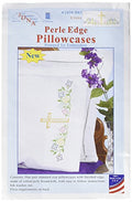 Jack Dempsey Needle Art Cross Embroidery Pillowcases, 30" x 20", white