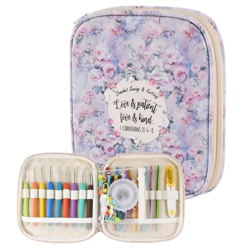 Crochet Hook Case,Portable Zipper Storage Organizer Bag for Crochet Hooks, Knitting Needles, Project & Sewing Supplies, Lightweight,Easy to Hold (No Accessories Included).Misty Rose - color: misty rose
