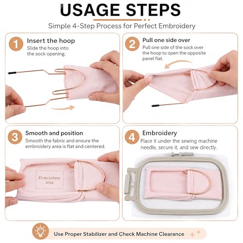 2-Piece Sock Hoop for Embroidery Machines,Adult and Child Metal Hooping Aid Set for Stabilizing Socks,Sleeves,Cuffs,Gloves,Wristbands,and Small Garment Personalization