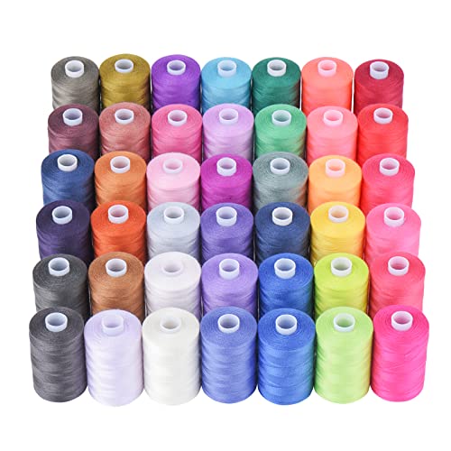 Simthread All Purpose Sewing Thread, 42 Spool Assorted 1000 Yards Polyester Threads for Sewing, Handy Polyester Sewing Threads for Sewing Machine - 42 Colors - color: More Colors-42C