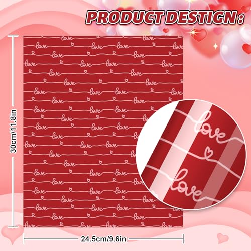 JarThenaAMCS 12 Sheet Valentine’s Day Heat Transfer Vinyl Glitter Pink Red Iron on Vinyl Heart Lip Printed HTV Adhesive Craft Vinyls for Mother's Day Wedding Clothing Costume DIY Fabric Craft - style: Valentine