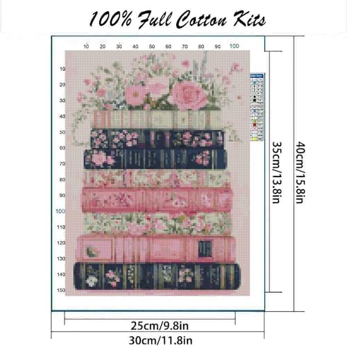 MYBISYMQQ Stamped Cross Stitch Kits - Flower Embroidery Starter Kit for Adult Beginners,Book Cross Stitch Kits Embroidery Kit Arts and Crafts for Beginners 15.7 x 11.8 Inches - color: D066