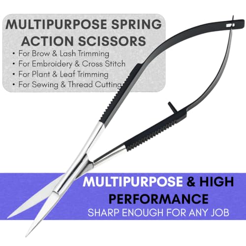 5" Spring Scissors Straight Eyebrow Eyelash Embroidery Snip - color: Mlt-mst-02