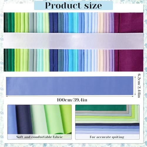 Jelly Roll Fabric, 40 PCS Jelly Roll, Blue-Green Series Quilting Fabric - color: Blue-green Series