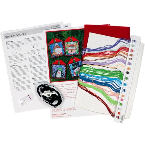Dimensions Counted Cross Stitch Christmas Pals Ornament Kit, 6 pcs