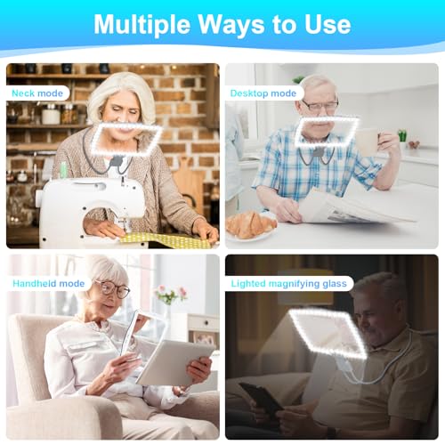 5X Neck Magnifying Glass with Light Hands Free for Reading,Seniors