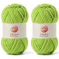 Chenille Yarn for Crocheting Size 5 Bulky Yarn 2 Pack Lime Green - color: 2 Lime Green