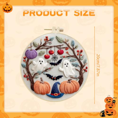 RUIQLXHANG Halloween Ghost Pumpkin Embroidery Kit for Beginners - color: Ghost Pumpkins