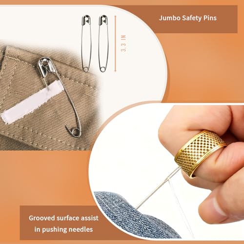Big Eye Steel Sewing Needles Kit - Hand Sewing Kit with 5 Sizes of Big Eye Steel Needles, Needle Threaders, Sewing Ripper, and Sewing Thread. Travel and Wedding Emergency Sewing Kit with Storage Case - style: 43pcs
