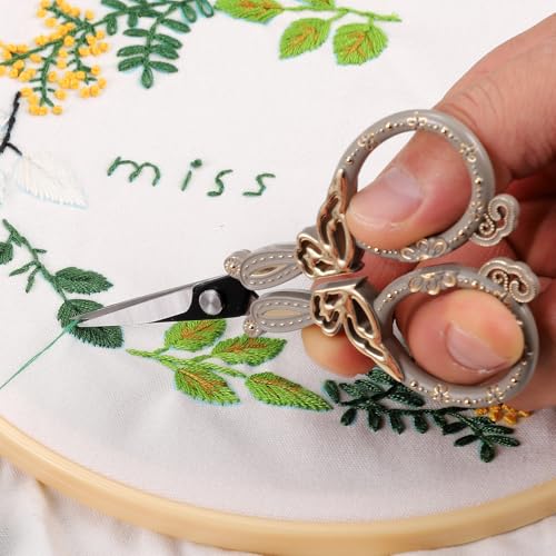 YOUGUOM Sharp Embroidery Scissors, Sewing Shears with Cover - color: Light Grey