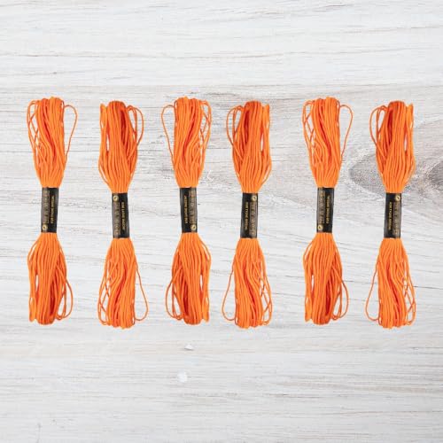 Embroidery Floss Pack – 6 Skeins, 8.7 Yards Each – International Orange Embroidery Floss for Needlework, DIY Bracelets, Crafting, Weaving - color: International Orange