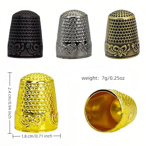 RyanDesign Metal Thimbles (4-Pack) - Size 9 Stainless Steel Finger Protector for Hand Sewing, Quilting, Embroidery | Comfort-Fit with Anti-Slip Grooves & Breathable Design