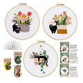 GLTAYLMY 3pcs Embroidery Kit for Beginners DIY Adult Beginner Embroidery Kits with Cat Pattern 1 Embroidery Hoops Needles Threads and Instructions - color: Cat