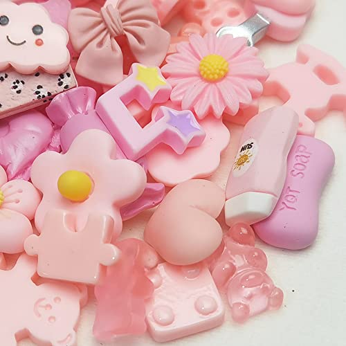 Chenkou Craft 50pcs Lots Mix Assorted Bow Bottle Phone Case DIY Flatbacks Resin Flat Back Buttons Scrapbooking (Pink) - color: Pink
