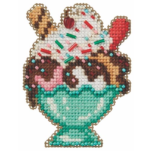 Mill Hill Ice Cream Sundae Beaded Counted Cross Stitch Ornament Kit 2024 Spring Bouquet MH182414