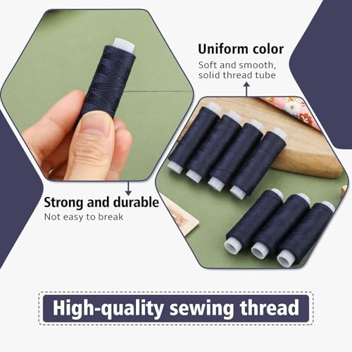 Bupete 8 Rolls Sewing Thread, 200 Yards Each Roll Thread for Sewing - color: 8 Navy Blue