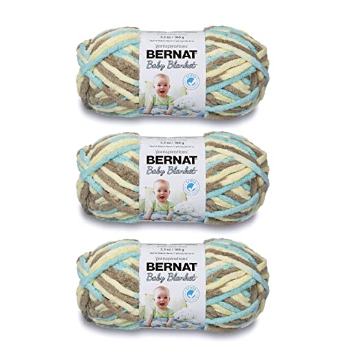 Bernat Baby Blanket Yarn for Crocheting Soft, Beach Babe, 3-Pack - color: Beach Babe, size: 3 Pack, style: Baby Blanket