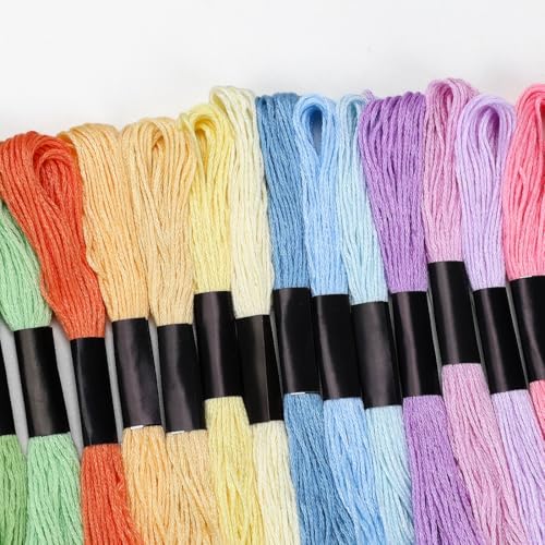 Embroidery Floss 16 Skeins 8.7 Yard Macaron Colors Friendship Bracelet String Cross Stitch Threads for Jewelry Making Bracelet Stitching Thread Floss Bracelets Making Yarn - color: Macaron Colors
