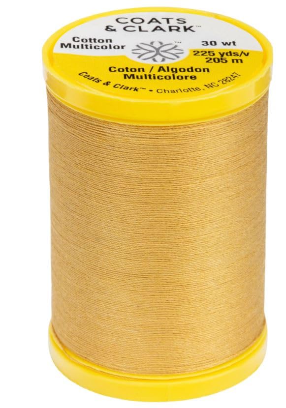 Coats & Clark Cotton All Purpose Sewing Thread 100% Mercerized Cotton 225 Yards Each Spool S970 2 Pack Bundle with 3 Bella's Crafts Needle Threaders (Temple Gold) - color: Temple Gold
