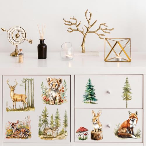 Peacoblue Animals and Forest Rub On Transfers for Furniture Craft 6"x12" - style: Animals and Forest