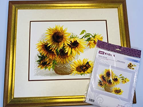 RIOLIS - Hot Summer 1488, Floral Cross Stitch Kits 15,75" x11,81, Cross Stitch Kits for Beginners & Advanced, Crossstitching Kits Adult, Counted Stitching Kits, Flowers Embroidery Kit - style: Hot Summer 1488