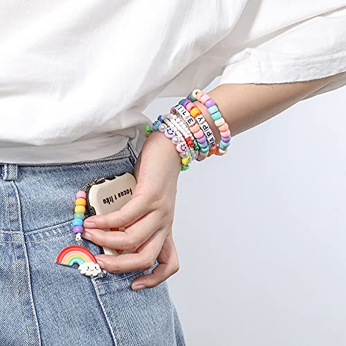 2600+pcs Pony Beads Kit, 18 Color Rainbow Kandi Beads Set, Multicolor Matte Plastic Jewelry Making Kit for DIY Craft Friendship Bracelet Necklace Key Chain - color: rainbow pony beads
