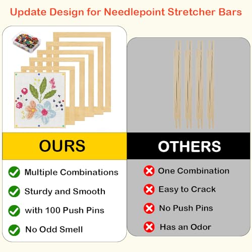 48 Pcs Stretcher Bars for Needlework, Wooden Needlepoint Stretcher Bar - color: 48 Pcs（6 Size）