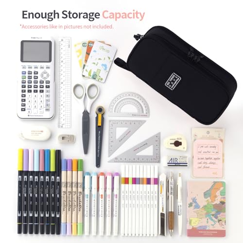 CICIMELON Large Pencil Case Big Storage Pen Pouch Bag with Compartment for School Supplies Office College Teen Boys Girls Adults, Upgraded Black - color: Upgraded Black