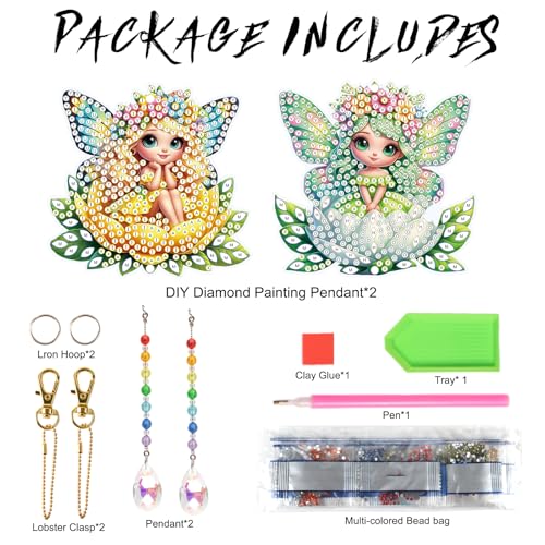 TDFERAN Diamond Pinting During Fairy Diamant Art Hanging Sign Onament Plant Pendants Wind Chimes Wall Hanging in Living Room Dorridor Diamond Art Hanging Sign Onamen Sunshine Catcher - color: Yellow fairy wind chime pendant