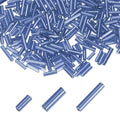 MECCANIXITY 2000pcs Glass Bugle Beads 4/6/9mm Long Tube Cylinder Beads - color: Cyan Blue