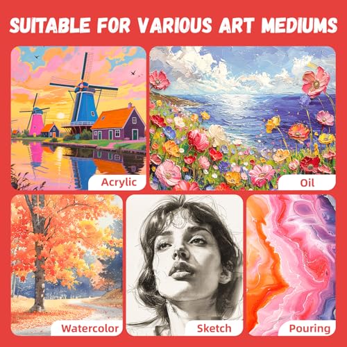 Simetufy 12 Pack 16x20 Inch Flat Canvas Panels Large Painting Boards - size: 16"x20"
