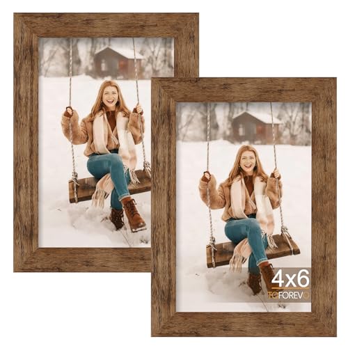 TOFOREVO 4x6 Picture Frames Set of 2, Rustic Brown - color: Rustic Wood, size: 4x6