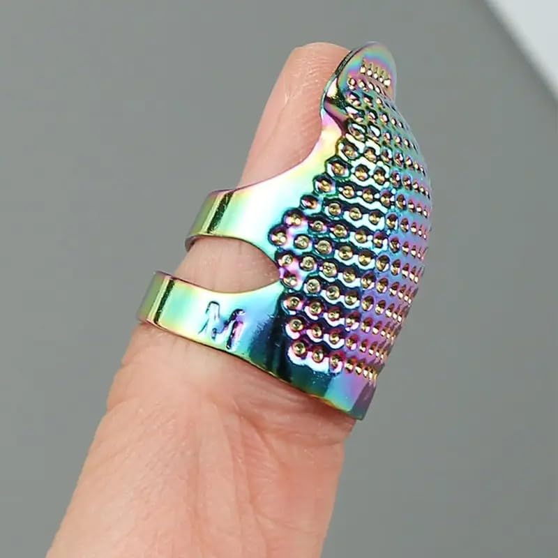 2 Pack Adjustable Metal Sewing Thimbles S+M – Finger Protector for Quilting Embroidery Needlework and DIY Craft Safety Use (2PC-S-M-Gold) - color: 2PC-S-M-Gold