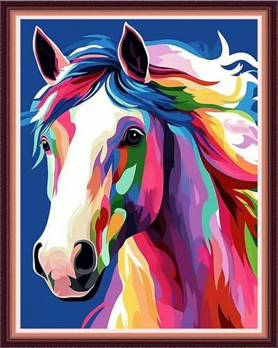 Funxvoot Stamped Cross Stitch Kits for Beginners or Adults Embroidery Starter Patterns | DIY Printed Cross Stitch Kits Needlepoint for Adults or Kids 11CT-Colorful Steed 16x20 inch - color: color05