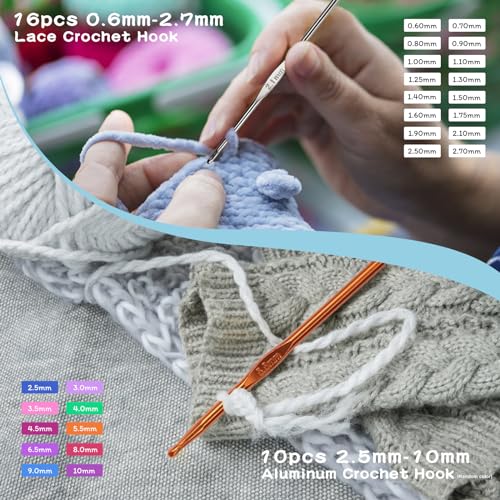 Mayboos 96 Pack Crochet Hooks Set, Ergonomic Crochet Hooks Weave Yarn Kits - size: 96 Pack