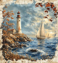 Moohue 14ct Counted Cross Stitch Kits for Adults Seaside Tower Boat Printed Stamped Cross Stitch Patterns Kits Cross Stitch Supplies (Seaside Tower Boat) - color: Seaside Tower Boat