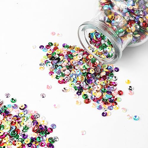 DIYASY 45000 Pcs Mini 4MM Sequins for Crafts – 24 Colors Round Cup Embroidery Sequins with Hole - size: 4MM