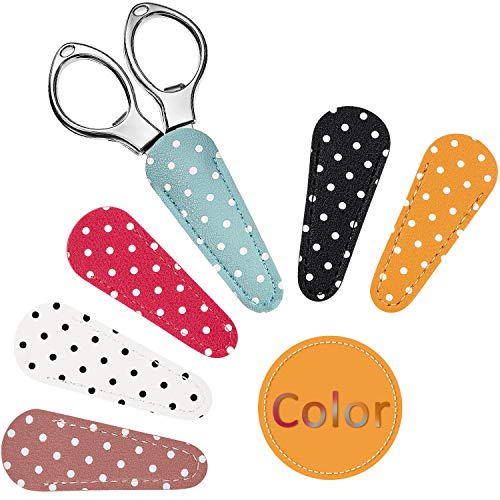 Mudder 6 Pieces Leather Sheaths for Scissors, Polka Dot Embroidery