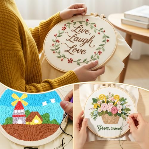 16Pcs Beige Embroidery Fabric, Pre-Cut Linen Needlework Embroidery Cloth - color: Beige