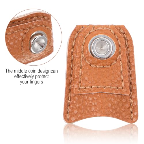 4Pcs Leather Thimbles for Hand Quilting Quilting Leather Finger Protector Coin Thimble Pads for Hand Sewing Embroidery Quiltings Knitting Pin Needles Craft DIY Tools(2 Sizes)