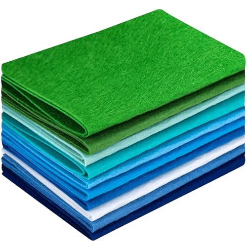 10 Sheets Felt Fabric for Crafts, 8x20 Inch 1.4mm Thick (Blue) - color: Blue