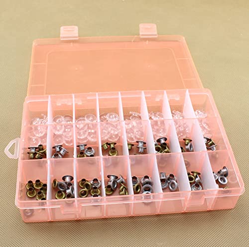 AKOAK 1 Pack 24 Grid Plastic Storage Case, Transparent Jewelry Display Organizer, Detachable Divider -7.5"x 5.1"x 1.4" for Beads, Jewelry, Earrings, Rings (Orange) - color: Orange