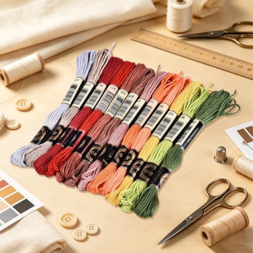 12 Skeins 105 Yards Multi Color Cross Stitch Thread for Bracelets - color: Autumn Leaves Color