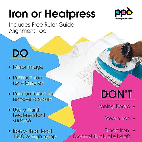 PPD 50 Sheets 8.5x11" Iron-on Heat Transfer Vinyl Paper Light Fabrics - size: 8.5 x 11, style: Light (50 Sheets)