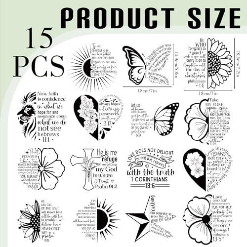 Dazoratix Christian Iron on Transfers - 20 Sheets Inspirational Bible Verse DTF Ready to Press Floral Butterfly Cross Religious Heat Stickers Vinyl Decals for T Shirts Clothing Bag Pillow DIY Crafts - style: Christian Inspirational