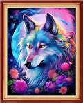 Dimensean Stamped Cross Stitch Kits Full Range of Embroidery Patterns Starter Kits for Beginners Adult DIY Cross Stitches Needlepoint Kits 11CT-Moon Wolf 16x20 inch - color: Craftpattern71