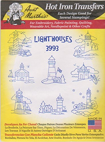 Lighthouses Aunt Martha's Hot Iron Embroidery Transfer